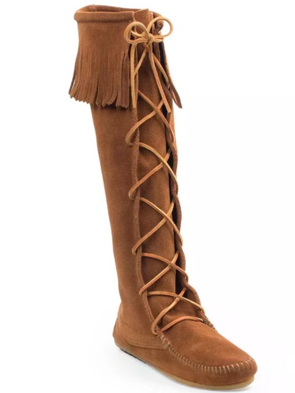 Minnetonka Women's Suede Front Lace Knee High Boots Sz. 6